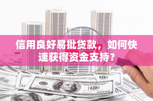 定海信用良好易批贷款，如何快速获得资金支持？