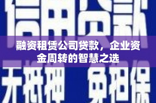 定海融资租赁公司贷款，企业资金周转的智慧之选