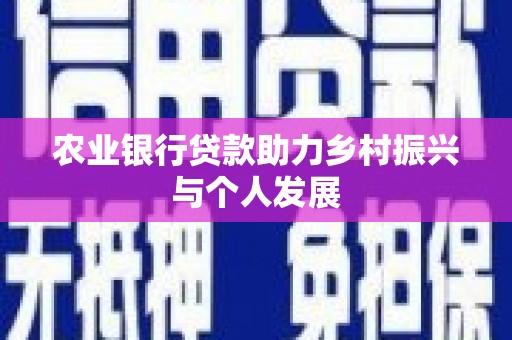 定海农业银行贷款助力乡村振兴与个人发展